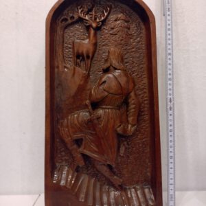 Holz Relief Man & Hirsch